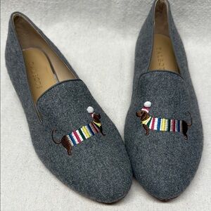 Talbots Ryan Gray Loafers with Colorful Dog Embroidery